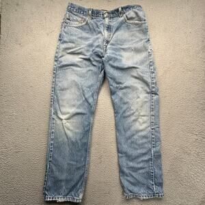 Vintage Levis 505 Regular Fit Straight Leg Mens 35x30 Pockets Light Wash Blue